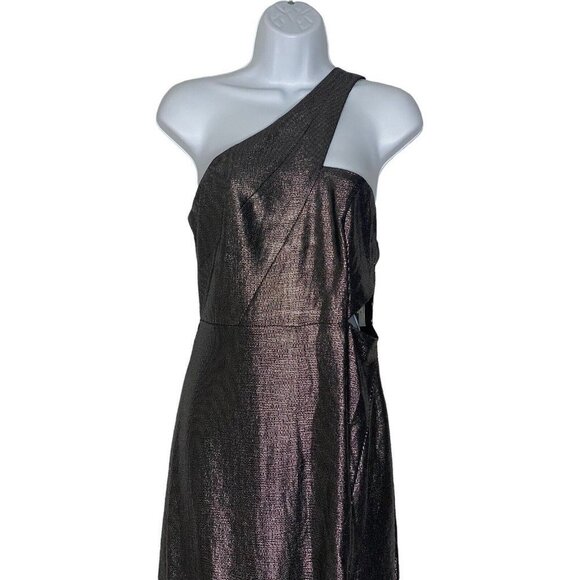 Aidan Mattox Woman’s Foiled Knit Column Gunmet Black Gown SZ‎ 6 - Picture 3 of 11